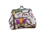 Knbhu Women Cute Multi-color Owl Printed Coin Purse Wallet Canvas Pouch Money Bag-Light Blue
