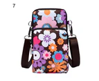 Knbhu Women Coin Purse Floral Print Shoulder Strap Mini Wear-resistant Space-saving Crossbody Bag for Daily Life-7