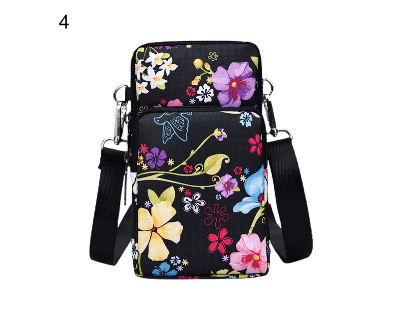 Knbhu Women Coin Purse Floral Print Shoulder Strap Mini Wear-resistant Space-saving Crossbody Bag for Daily Life-4