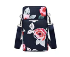 Knbhu Women Coin Purse Floral Print Shoulder Strap Mini Wear-resistant Space-saving Crossbody Bag for Daily Life-3