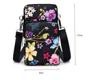 Knbhu Women Coin Purse Floral Print Shoulder Strap Mini Wear-resistant Space-saving Crossbody Bag for Daily Life-4