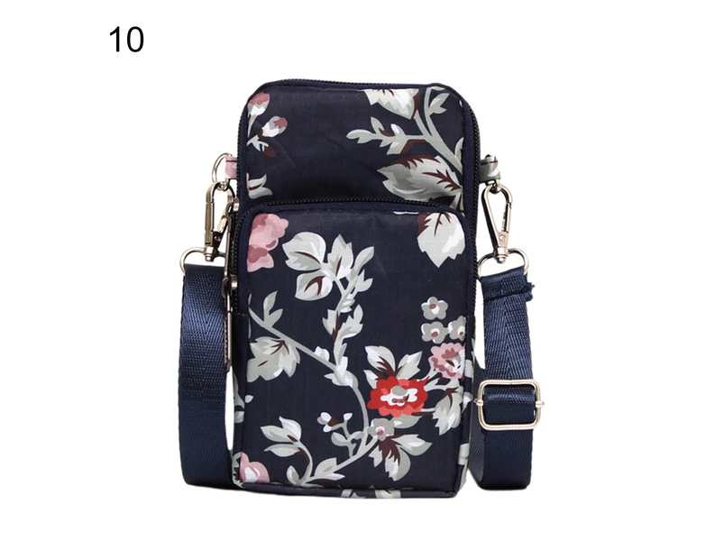 Knbhu Women Coin Purse Floral Print Shoulder Strap Mini Wear-resistant Space-saving Crossbody Bag for Daily Life-10