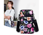 Knbhu Women Coin Purse Floral Print Shoulder Strap Mini Wear-resistant Space-saving Crossbody Bag for Daily Life-1