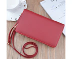 Knbhu Women Crossbody Bag Lychee Texture Zipper Faux Leather Waterproof Multipurpose Phone Bag for Party Gathering Wedding Banquet-Red
