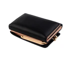 Knbhu Women Fashion Faux Leather Trifold Short Wallet Cash Card Holder Coin Purse for Daily Life-Black