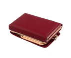 Knbhu Women Fashion Faux Leather Trifold Short Wallet Cash Card Holder Coin Purse for Daily Life-Red
