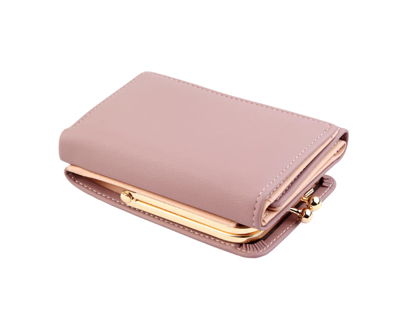 Knbhu Women Fashion Faux Leather Trifold Short Wallet Cash Card Holder Coin Purse for Daily Life-Purple