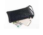 Knbhu Women Fashion Faux Leather Purse Mini Handbag Cash Coin Storage Long Wallet-Blue