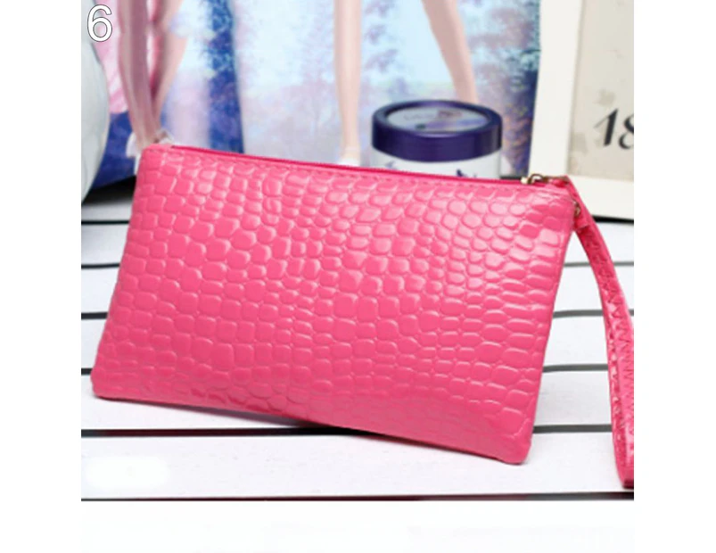 Knbhu Women Fashion Faux Leather Purse Mini Handbag Cash Coin Storage Long Wallet-Pink