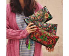 Knbhu Women Ethnic Embroidered Wristlet Clutch Bag Zipper Purse Long Wallet Pouch-2