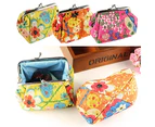 Knbhu Women Fashion Cute Flowers Embroidered Case Wallet Card Keys Pouch Coin Purse-Yellow