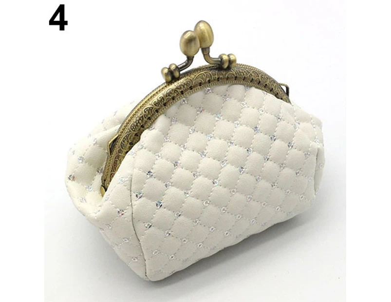 Knbhu Women Fashion Rhombic Pattern Wallet Card Coin Purse Clutch Handbag Mini Bag-White