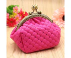 Knbhu Women Fashion Rhombic Pattern Wallet Card Coin Purse Clutch Handbag Mini Bag-Pink