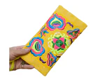 Knbhu Women Ethnic Handmade Embroidered Wristlet Clutch Bag Zipper Purse Long Wallet-Yellow