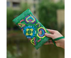 Knbhu Women Ethnic Handmade Embroidered Wristlet Clutch Bag Zipper Purse Long Wallet-Green