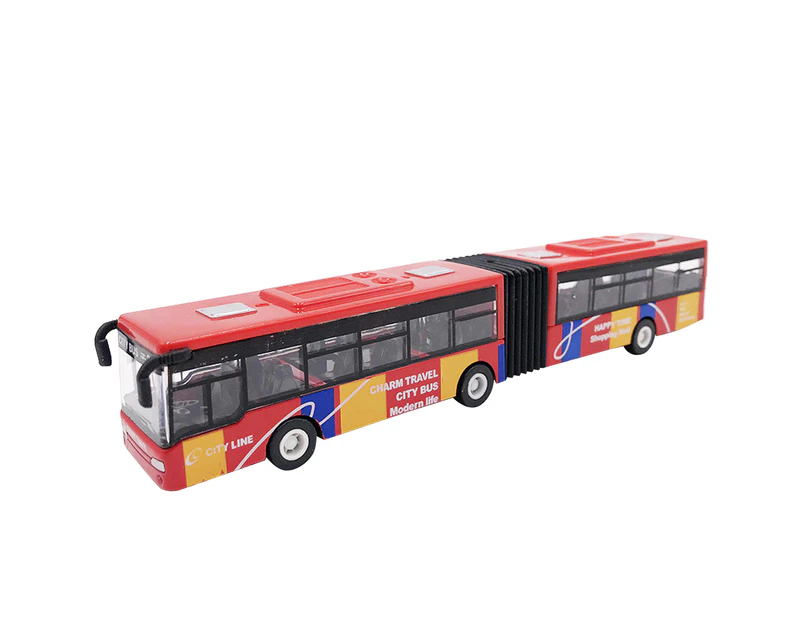 Bestjia Metal Diecast Model Vehicle Shuttle Bus Cars Toys Kids Pull Back Vehicle Gift - Red