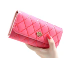 Knbhu Women Quilted Crown Clutch Long Purse Faux Leather Wallet Card Holder Handbag-Watermelon Red