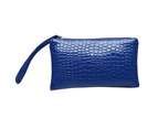 Knbhu Women Purse Zipper Closure Portable Faux Leather Solid Color Phone Handbag for Work-Dark Blue