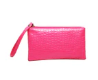 Knbhu Women Purse Zipper Closure Portable Faux Leather Solid Color Phone Handbag for Work-Claret