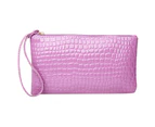 Knbhu Women Purse Zipper Closure Portable Faux Leather Solid Color Phone Handbag for Work-Purple