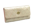 Knbhu Women Quilted Crown Clutch Long Purse Faux Leather Wallet Card Holder Handbag-Champagne  Gold