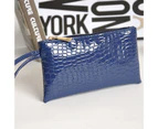 Knbhu Women Purse Zipper Closure Portable Faux Leather Solid Color Phone Handbag for Work-Dark Blue