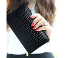 Knbhu Women Purse Zipper Closure Portable Faux Leather Solid Color Phone Handbag for Work-Black