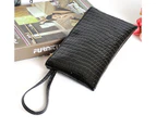 Knbhu Women Purse Zipper Closure Portable Faux Leather Solid Color Phone Handbag for Work-Black