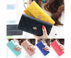 Knbhu Women Quilted Crown Clutch Long Purse Faux Leather Wallet Card Holder Handbag-Yellow