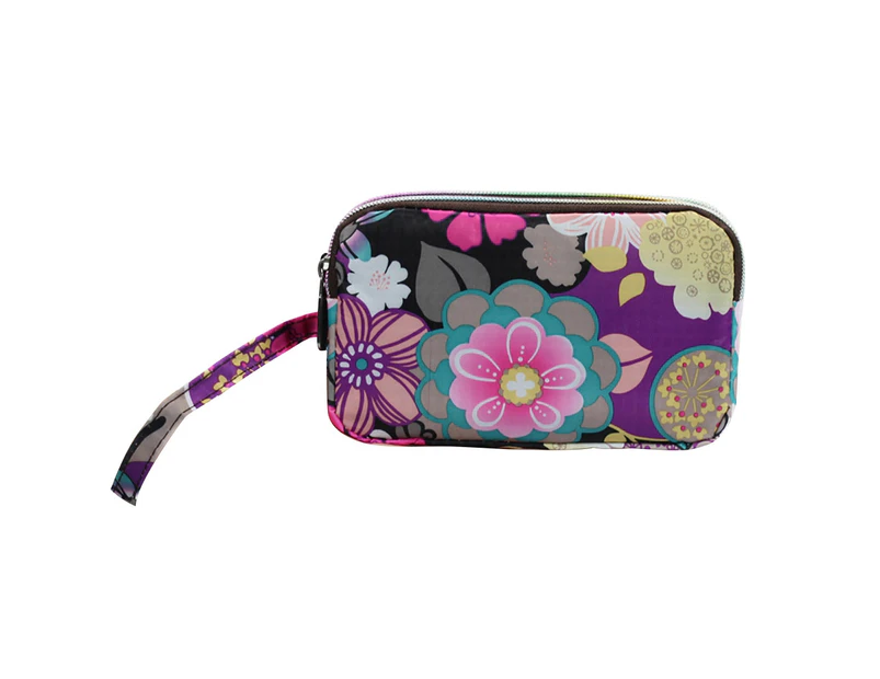 Knbhu Women Floral Print Cloth Wristlet Bag Coin Purse Zipper Wallet Cell Phone Pouch-4#