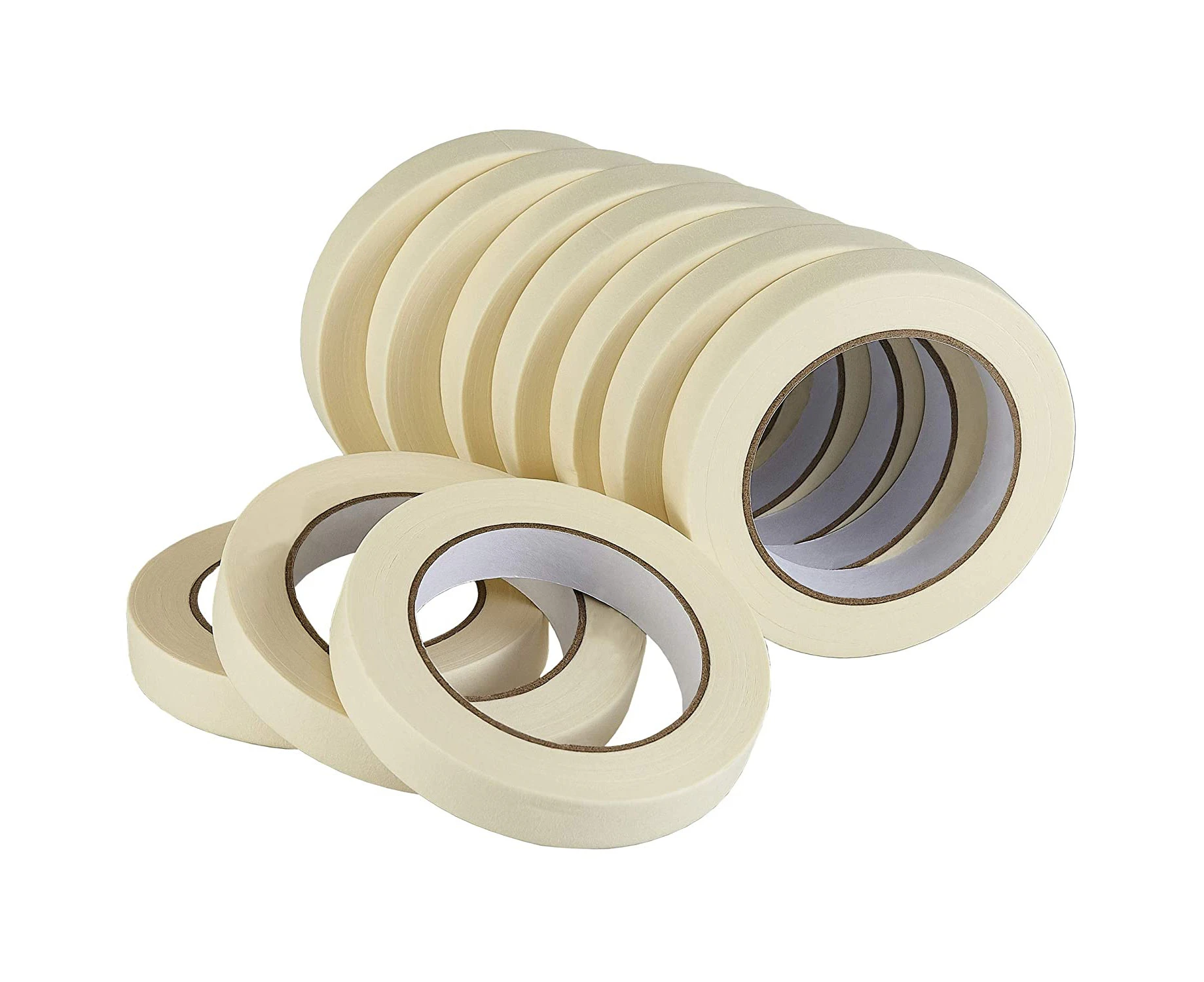 Masking Tape 10 Pack General Purpose Beige White Color, 0.98 Inch X 55 Yards X 10 Rolls