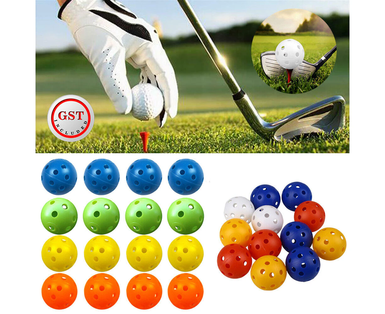 50x Plastic Whiffle Airflow Hollow Golf Practice Training Balls Golf Sport Asstd