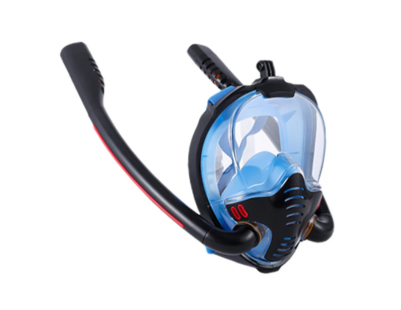 Nvuug Snorkel Face Cover Strong Waterproof Anti-Leak 180 Degree Panoramic View Full Face Snorkel Diving Cover for Adult-Black-Blue