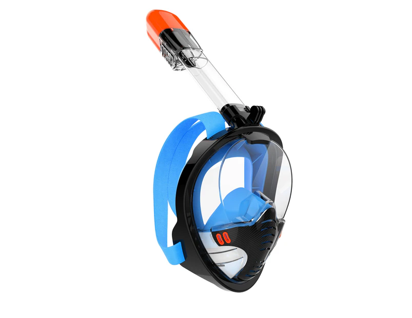 Nvuug Snorkel Face Cover Single Tube Full Face Design Anti-Leak 180 Degree Panoramic View Face Snorkel Cover for Swimming-Black  Blue
