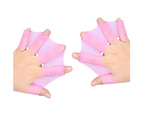 1 Pair Silicone Swimming Hand Webbed Silicone Swim Gear Fins Hand Webbed Flippers for Snorkeling Surfing Fitness-Pink-L