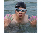 1 Pair Silicone Swimming Hand Webbed Silicone Swim Gear Fins Hand Webbed Flippers for Snorkeling Surfing Fitness-Pink-L