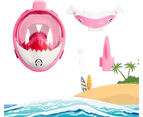 Full Face Snorkel Mask Kids - Snorkeling Mask for Kid HD Seaview Anti Fog Anti LeakDiving Mask-Pink-KF3-XS