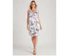 Millers Linen Blend Printed Notch Neck Dress - Womens - Soft Blue Tropical