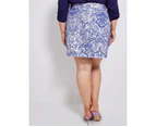 Autograph Belted Pocket Knee Skirt - Plus Size Womens - Paisley