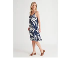 Millers Knee Length Rayon Strappy Dress - Womens - Dusty Blue Leaf