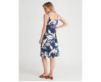 Millers Knee Length Rayon Strappy Dress - Womens - Dusty Blue Leaf