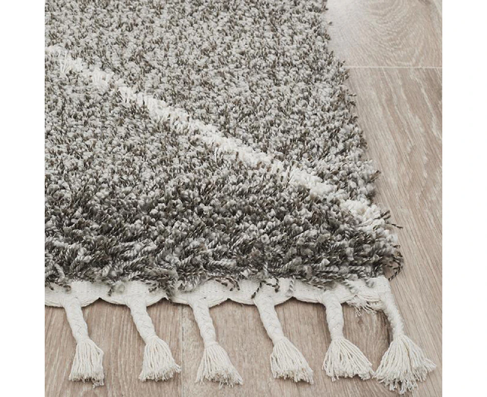 Monreale Taza Diamond Ivory Grey Modern Rug Runner - 3 Sizes - Grey