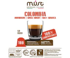 MUST Nespresso 100% Compostable Coffee Capsules COLOMBIA Blend 100 Pods (10 X Packs of 10 Capsules) Compatible with Nespresso Machines