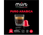 MUST Nespresso Compatible Coffee Capsules PURE ARABICA Blend 100 Pods (10 X Packs of 10 Capsules) Compatible with Nespresso Machines