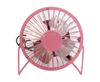 Mini Fan Silent Strong Wind USB Charging Metal Wrought Iron Student Desk Electric Fan for Office -Pink