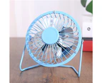 Mini Fan Silent Strong Wind USB Charging Metal Wrought Iron Student Desk Electric Fan for Office -Blue