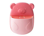 Storage Shelf Adorable Reusable Cartoon Bear Shape Large Capacity Wall-mounted Bathroom Storage Box Household Supplies - Pink