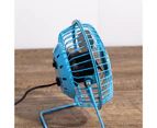 Mini Fan Mute Reusable Metal USB Powered Desk Fan  Appliance for Home-Blue