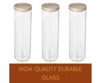 6 x GLASS CANISTERS w/ WOODEN LID 1650mL Kitchen Tall Food Storage Container Jar Clear Glass Food Storage Containers Home Canisters with Airtight Lids