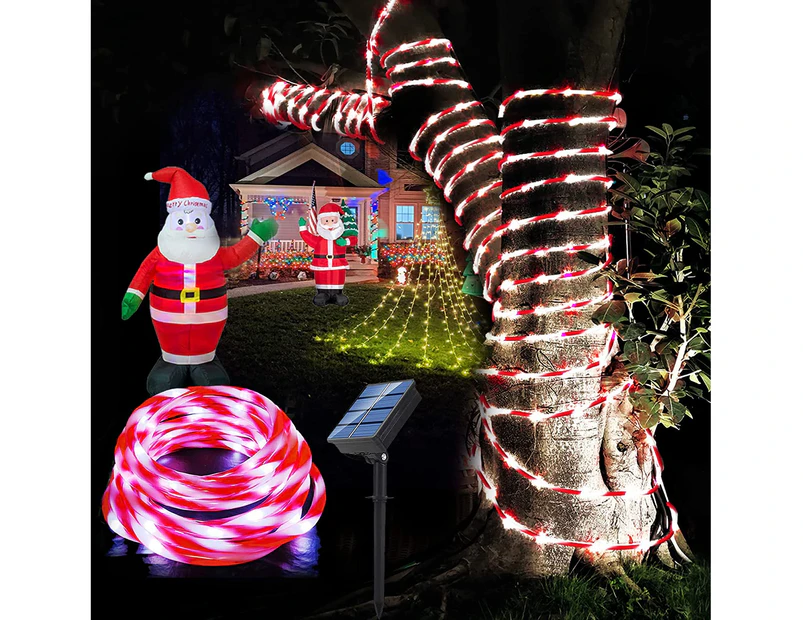Solar Outdoor Rope Lights 33Ft 100Led Candy Color Waterproof Twinkle Lights Wedding Patio Garden Christmas Party Holiday Trampoline Decor